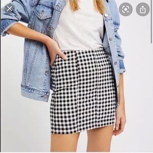 Free People Black and White Gingham Skirt